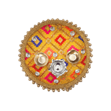 Fancy Yellow Rakhi/Pooja Tray