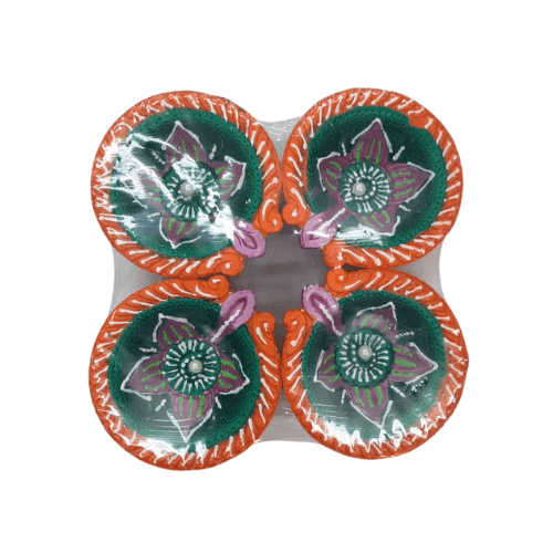 Pack of 4 Fancy Diwali clay Lamps