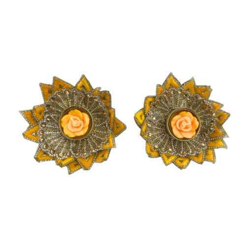 Set of 2 fancy Yellow flower diyas floating,