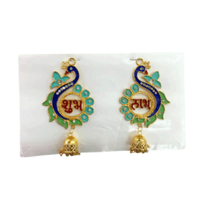 Set of 2 fancy shubh labh metal peacock  Design